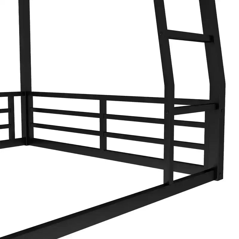 Bellemave Full XL Over Queen Metal Bunk Bed for Adults & Teens, Heavy Duty Space-Saving Frame, Guardrails, Noise-Free, No Box Spring, Black