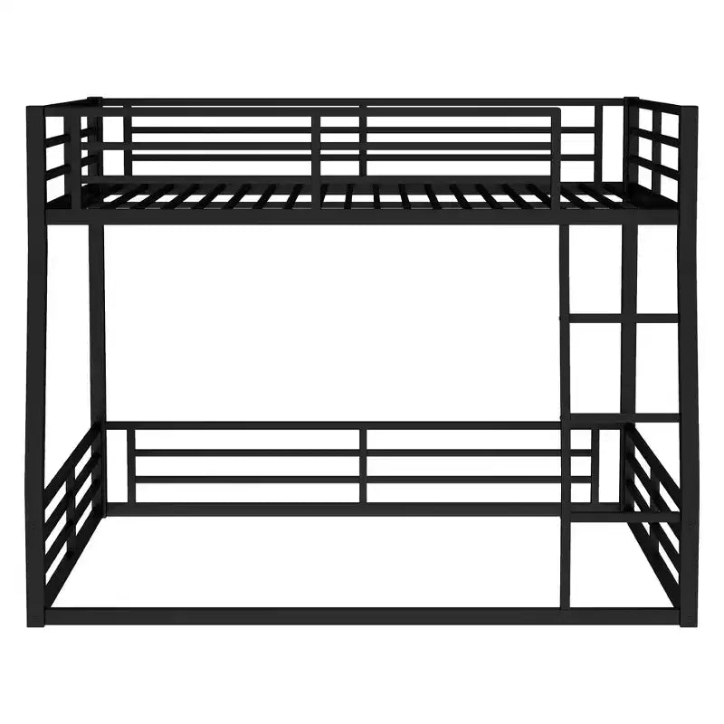 Bellemave Full XL Over Queen Metal Bunk Bed for Adults & Teens, Heavy Duty Space-Saving Frame, Guardrails, Noise-Free, No Box Spring, Black