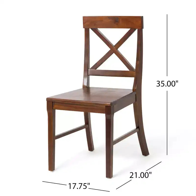 Okak Set of 2 Mid Century Acacia Wood Armless Dining Chairs with X-Shaped Back,Farmhouse Accent Chairs for Dining Room,Restaurant