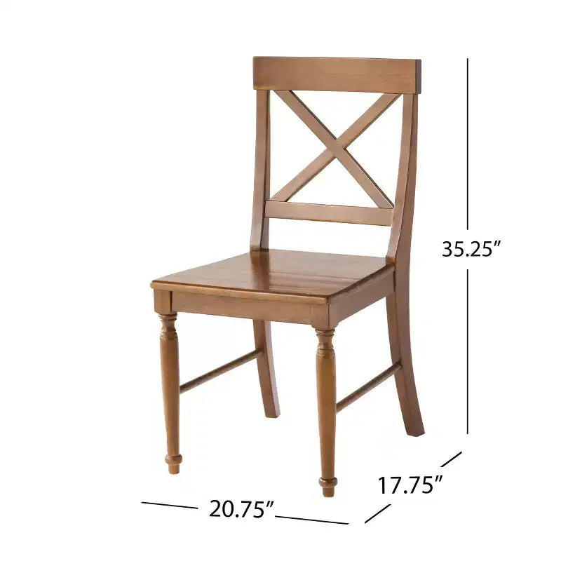 Okak Set of 2 Mid Century Acacia Wood Armless Dining Chairs with X-Shaped Back,Farmhouse Accent Chairs for Dining Room,Restaurant