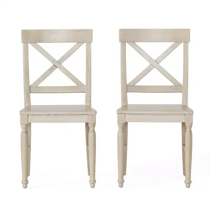 Okak Set of 2 Mid Century Acacia Wood Armless Dining Chairs with X-Shaped Back,Farmhouse Accent Chairs for Dining Room,Restaurant