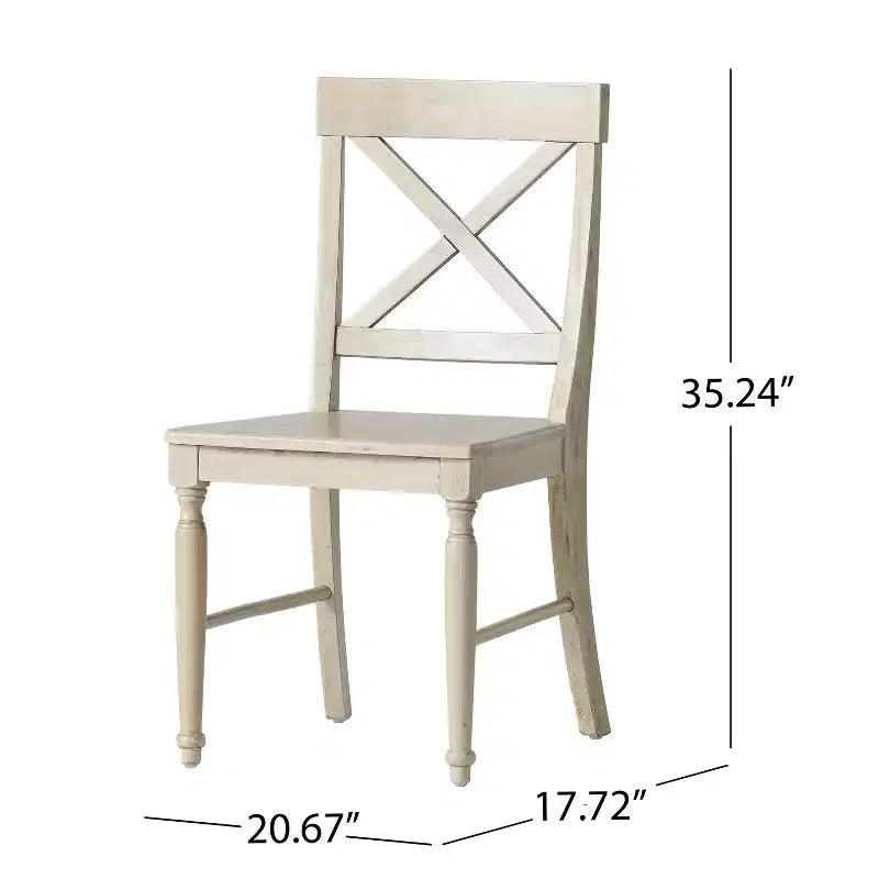 Okak Set of 2 Mid Century Acacia Wood Armless Dining Chairs with X-Shaped Back,Farmhouse Accent Chairs for Dining Room,Restaurant