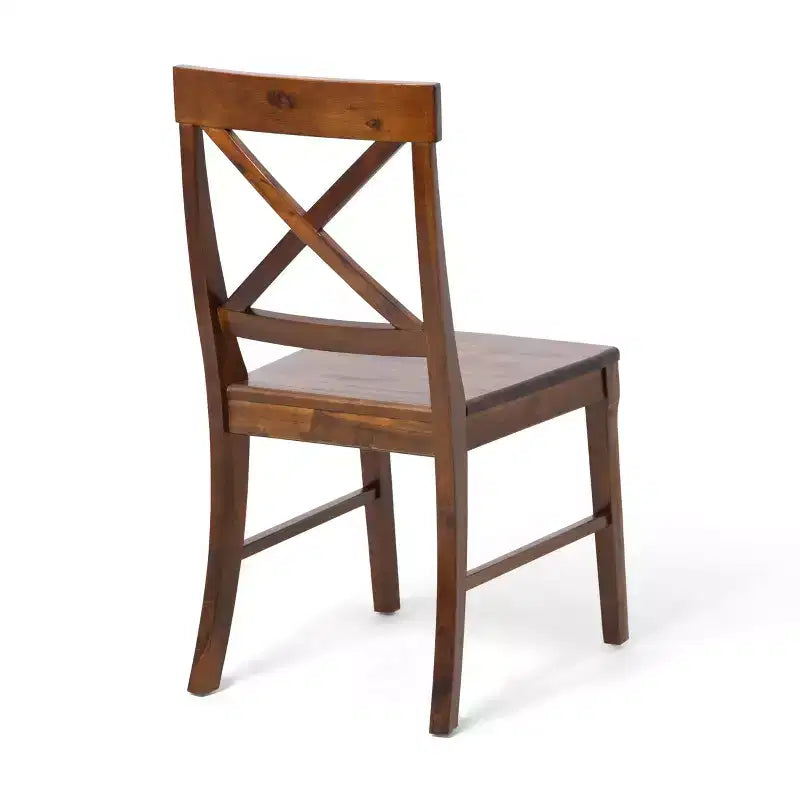 Okak Set of 2 Mid Century Acacia Wood Armless Dining Chairs with X-Shaped Back,Farmhouse Accent Chairs for Dining Room,Restaurant