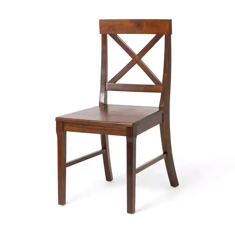 Okak Set of 2 Mid Century Acacia Wood Armless Dining Chairs with X-Shaped Back,Farmhouse Accent Chairs for Dining Room,Restaurant