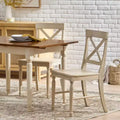 Okak Set of 2 Mid Century Acacia Wood Armless Dining Chairs with X-Shaped Back,Farmhouse Accent Chairs for Dining Room,Restaurant