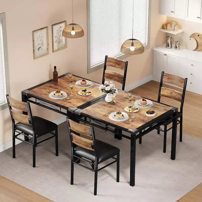 Dining Table Set for 2, Dining Table with 2 Upholstered Chairs, Wood 3-Piece Kitchen Dining Room Table Set with Corner Protector for Small Space