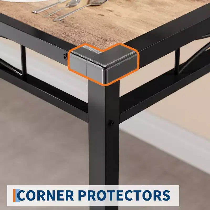 Dining Table Set for 2, Dining Table with 2 Upholstered Chairs, Wood 3-Piece Kitchen Dining Room Table Set with Corner Protector for Small Space