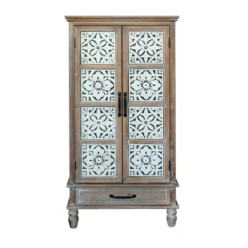 GDFStudio Elias Rustic 27.55'' Fir Wood Storage Sideboard Cabinet with 2 Doors and 1 Drawer