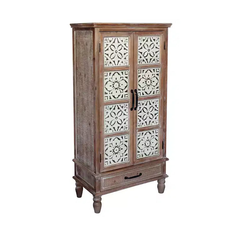 GDFStudio Elias Rustic 27.55'' Fir Wood Storage Sideboard Cabinet with 2 Doors and 1 Drawer
