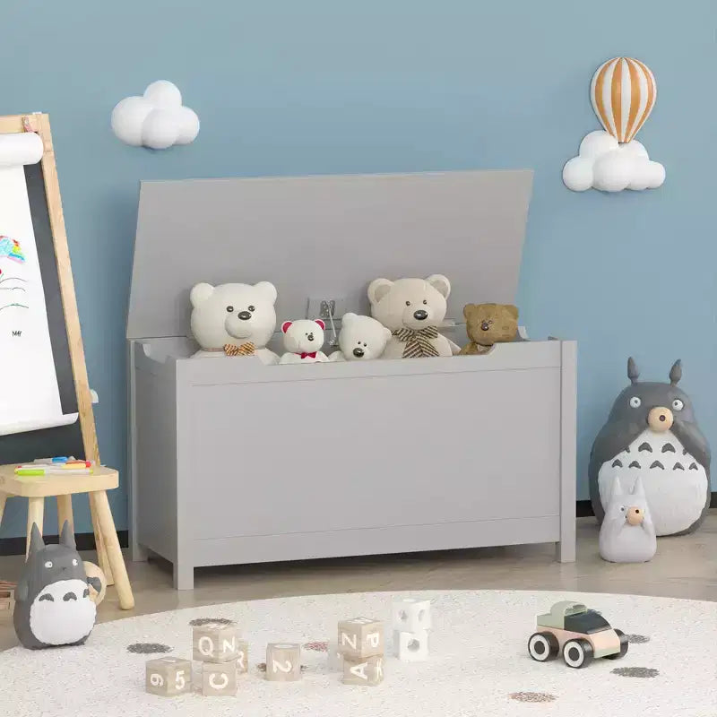 Whisen Kids Toy Box Storage, Utility Storage Cabinets with Safety Hinged Lid for Ages 2+, Quick Assembly
