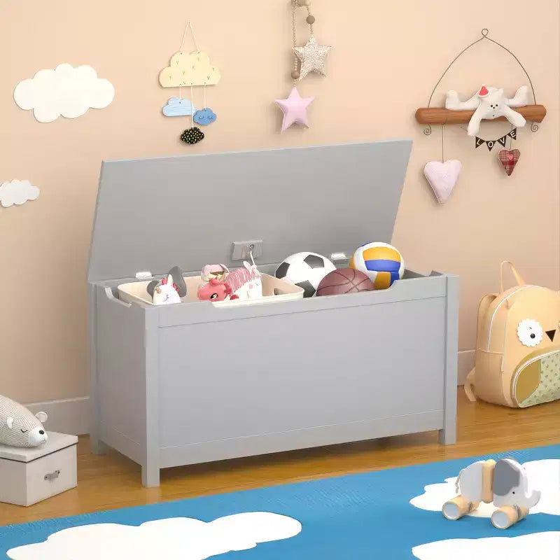 Whisen Kids Toy Box Storage, Utility Storage Cabinets with Safety Hinged Lid for Ages 2+, Quick Assembly