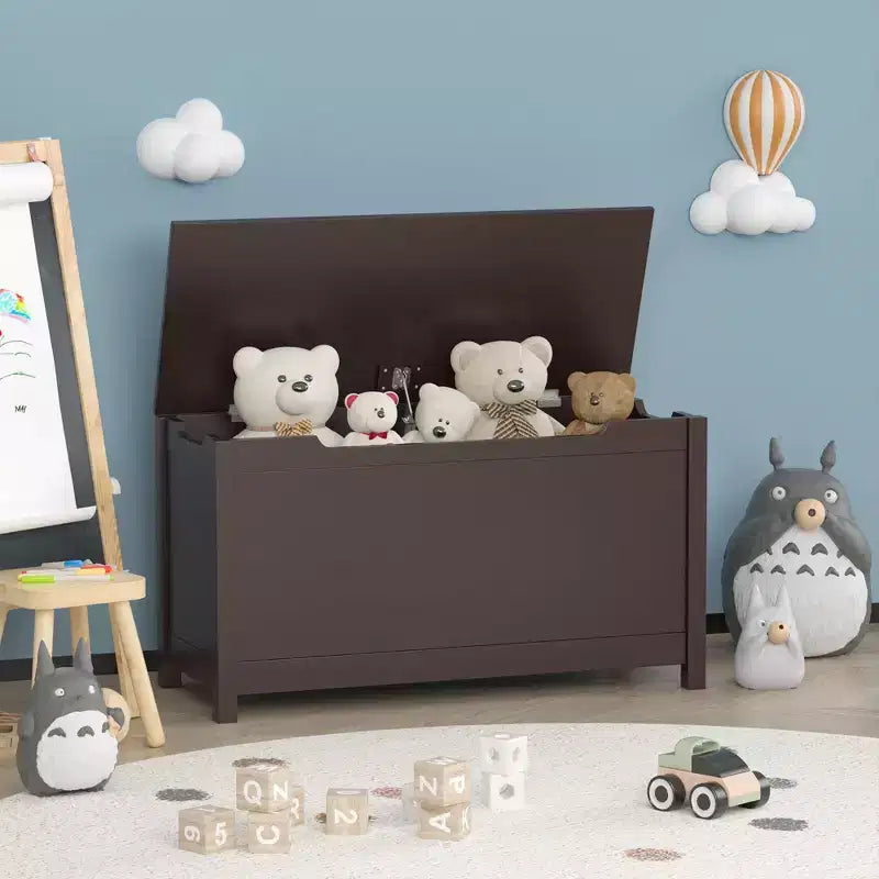 Whisen Kids Toy Box Storage, Utility Storage Cabinets with Safety Hinged Lid for Ages 2+, Quick Assembly