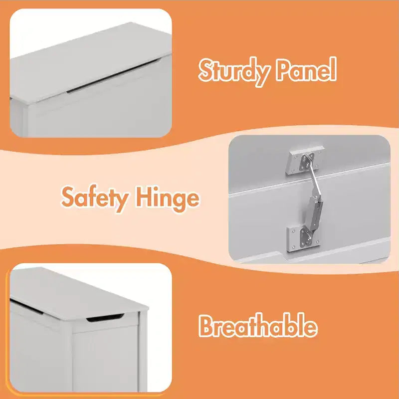 Whisen Kids Toy Box Storage, Utility Storage Cabinets with Safety Hinged Lid for Ages 2+, Quick Assembly