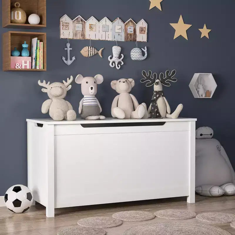 Whisen Kids Toy Box Storage, Utility Storage Cabinets with Safety Hinged Lid for Ages 2+, Quick Assembly