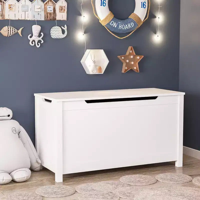 Whisen Kids Toy Box Storage, Utility Storage Cabinets with Safety Hinged Lid for Ages 2+, Quick Assembly