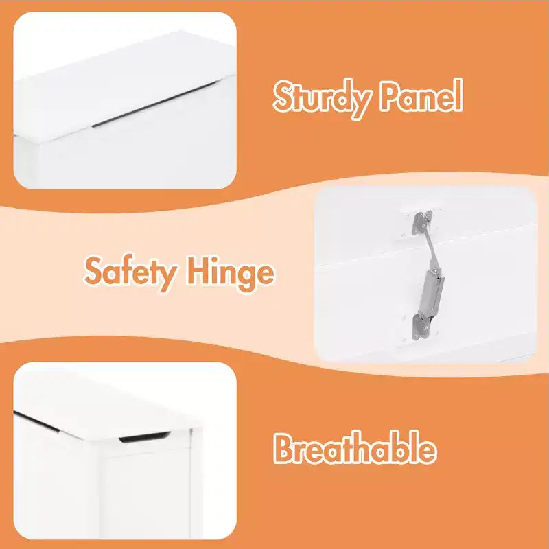 Whisen Kids Toy Box Storage, Utility Storage Cabinets with Safety Hinged Lid for Ages 2+, Quick Assembly