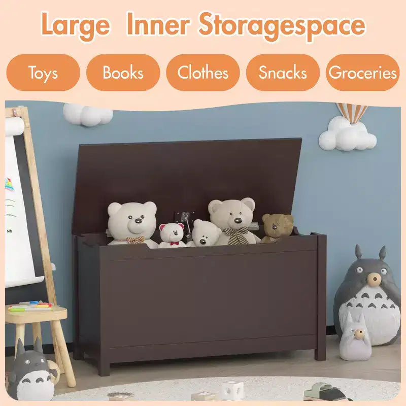 Whisen Kids Toy Box Storage, Utility Storage Cabinets with Safety Hinged Lid for Ages 2+, Quick Assembly