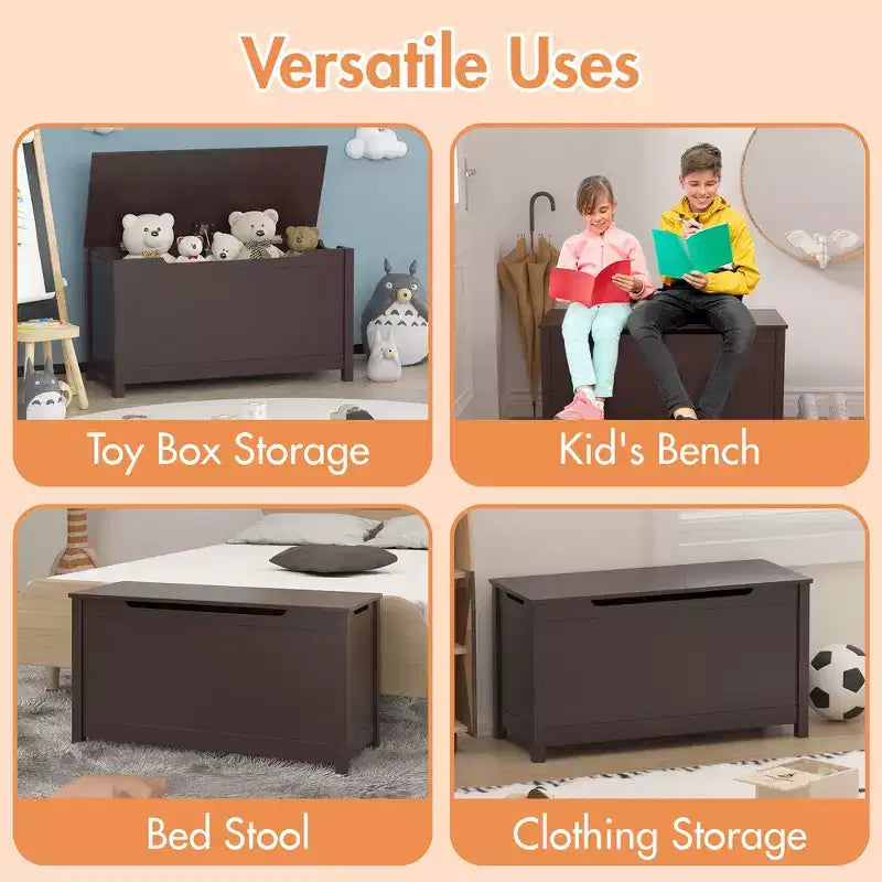 Whisen Kids Toy Box Storage, Utility Storage Cabinets with Safety Hinged Lid for Ages 2+, Quick Assembly