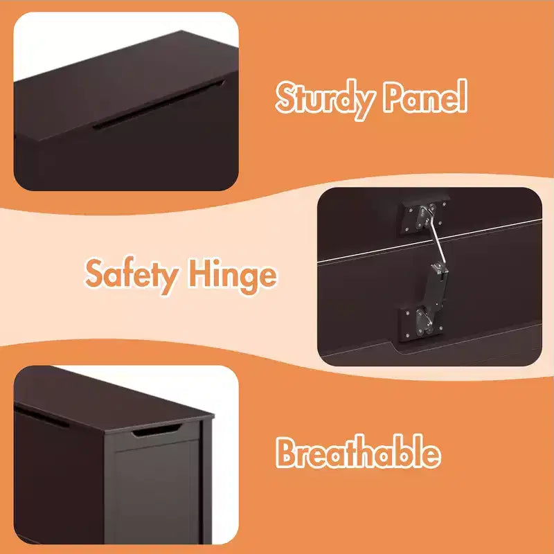 Whisen Kids Toy Box Storage, Utility Storage Cabinets with Safety Hinged Lid for Ages 2+, Quick Assembly
