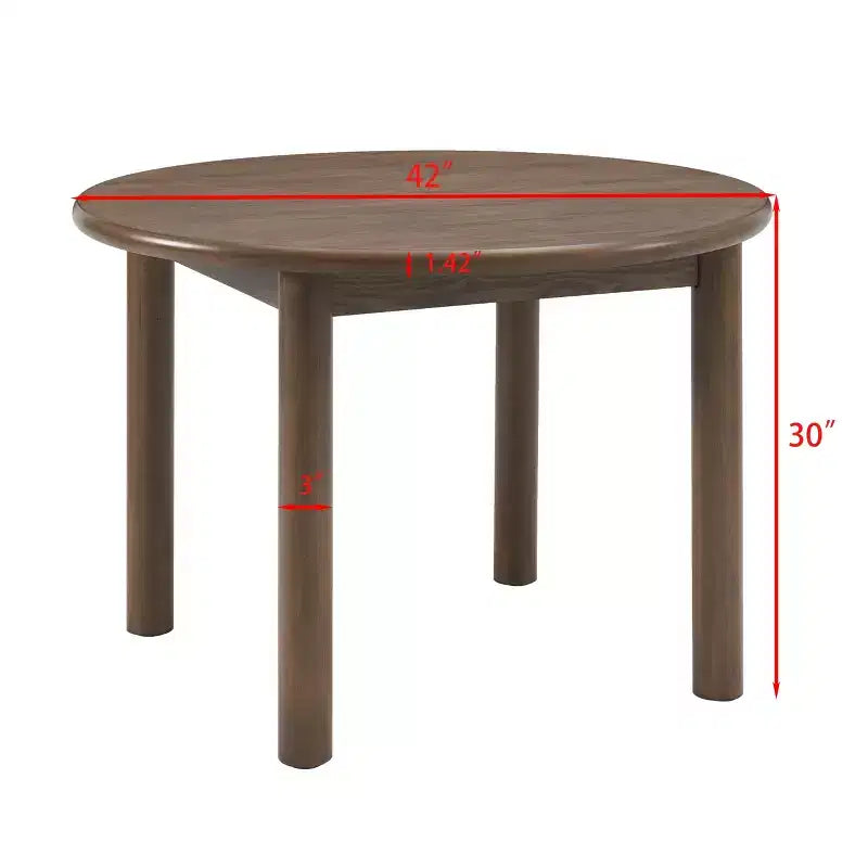 Round Dining Table for 4, Farmhouse Kitchen Table, Wooden Circle Dinner Room Table