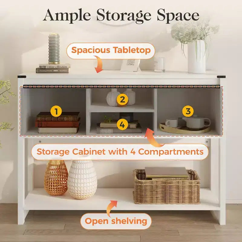 Heynemo Console Table with Storage Shelf & Sliding Barn Door, Farmhouse Entryway Table with Storage, 46 Narrow Long Sofa Table, Console Tables