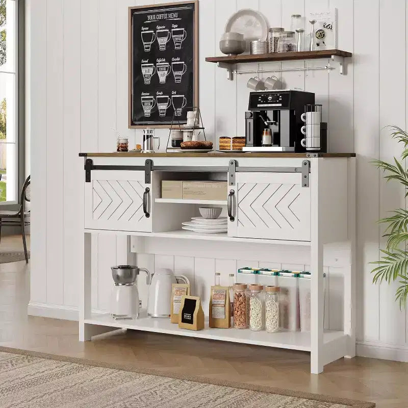 Heynemo Console Table with Storage Shelf & Sliding Barn Door, Farmhouse Entryway Table with Storage, 46 Narrow Long Sofa Table, Console Tables