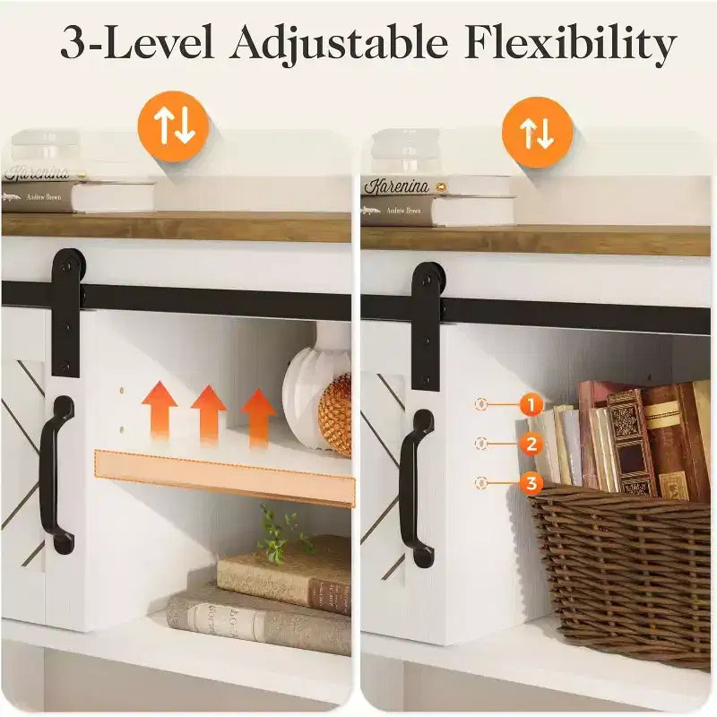 Heynemo Console Table with Storage Shelf & Sliding Barn Door, Farmhouse Entryway Table with Storage, 46 Narrow Long Sofa Table, Console Tables