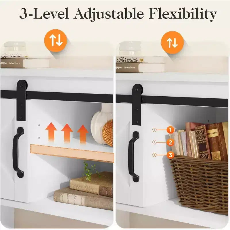 Heynemo Console Table with Storage Shelf & Sliding Barn Door, Farmhouse Entryway Table with Storage, 46 Narrow Long Sofa Table, Console Tables