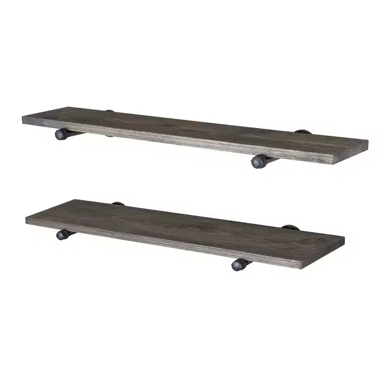 RESTORE Boulder Black 36 in. Shelves with Noir Pre-finished Straight Brackets by Pipe Decor
