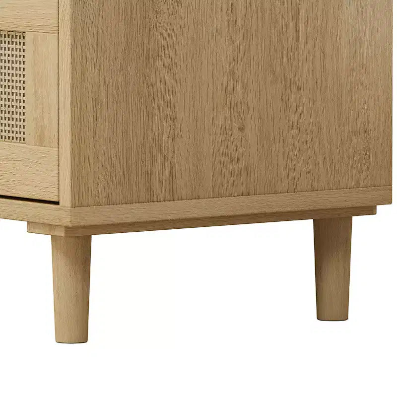 3-Drawer Chest of Drawers, Kitchen Storage Cabinet with 3 Deep Rattan Drawers, Buffet Cabinet with Iron Handle
