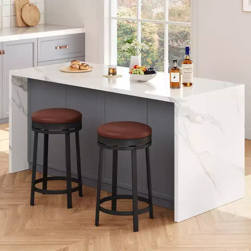 COZONY Swivel Bar Stools Set, Counter Height Adjustable Stools, Kitchen Island Stools for Breakfast Nook, Home Bar, Counter Dining
