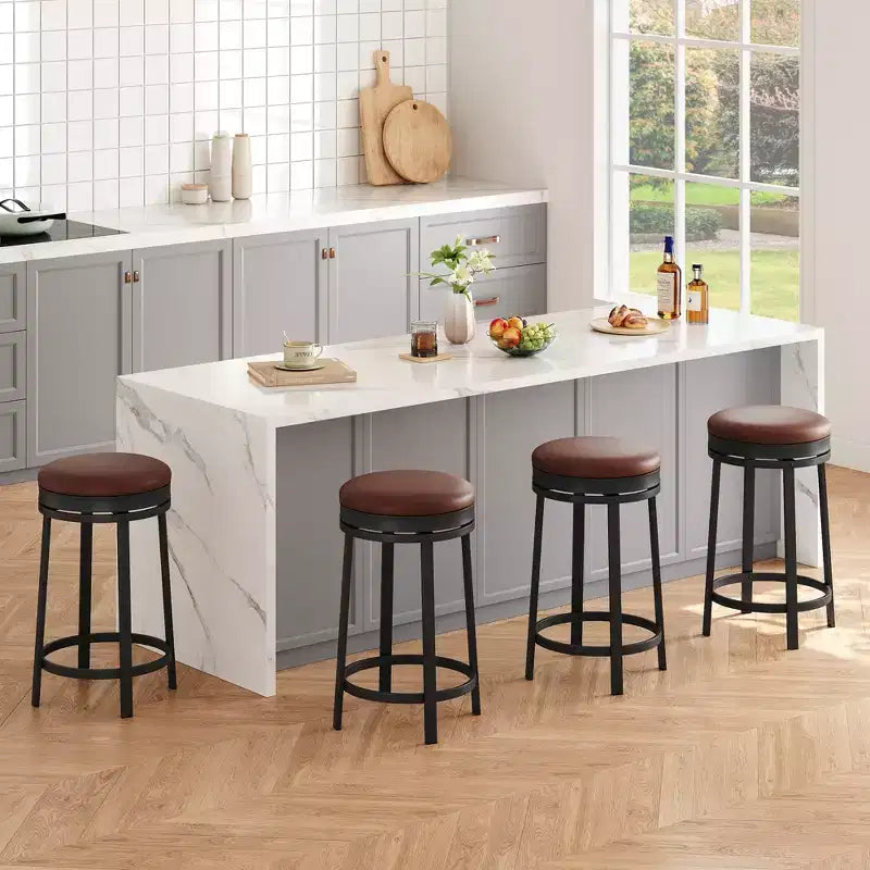 COZONY Swivel Bar Stools Set, Counter Height Adjustable Stools, Kitchen Island Stools for Breakfast Nook, Home Bar, Counter Dining