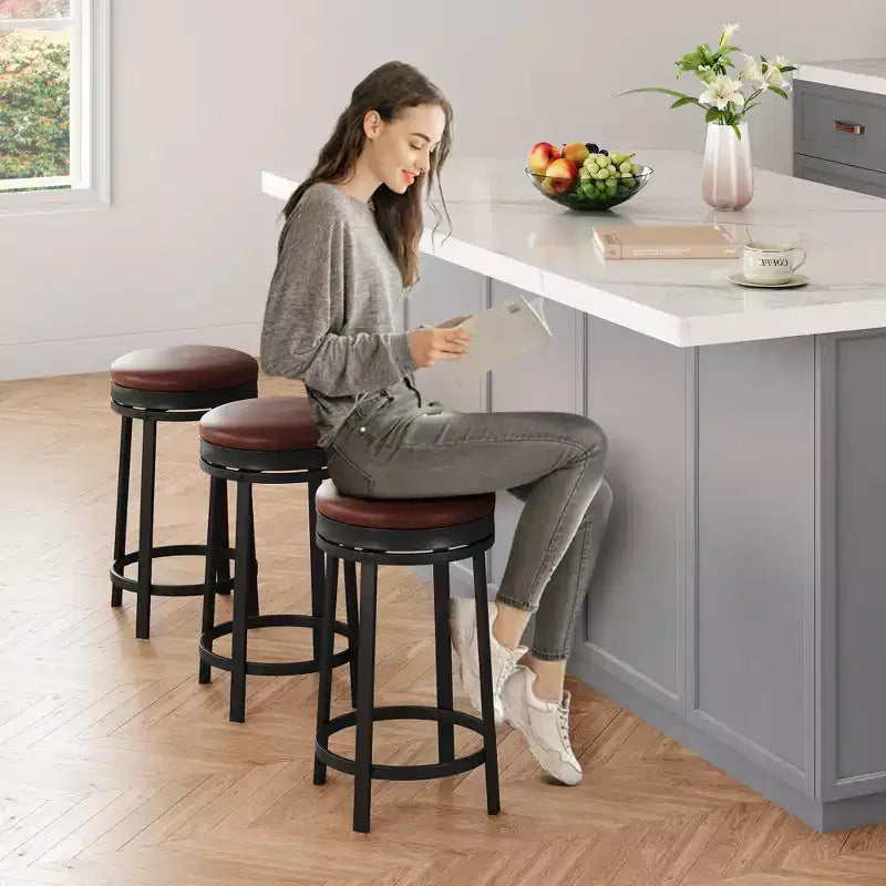 COZONY Swivel Bar Stools Set, Counter Height Adjustable Stools, Kitchen Island Stools for Breakfast Nook, Home Bar, Counter Dining