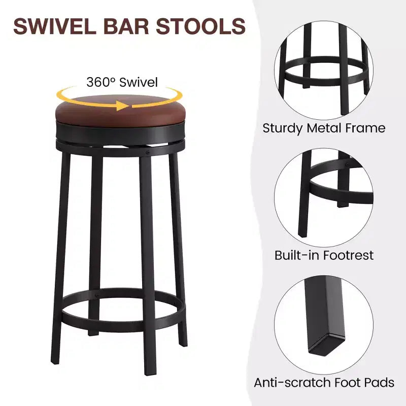 COZONY Swivel Bar Stools Set, Counter Height Adjustable Stools, Kitchen Island Stools for Breakfast Nook, Home Bar, Counter Dining