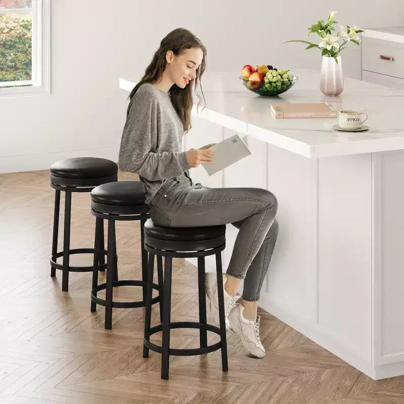 COZONY Swivel Bar Stools Set, Counter Height Adjustable Stools, Kitchen Island Stools for Breakfast Nook, Home Bar, Counter Dining