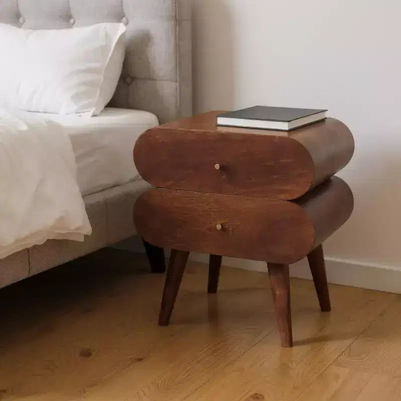 HomeRoots 20 Chestnut Solid Wood Two Drawer Nightstand
