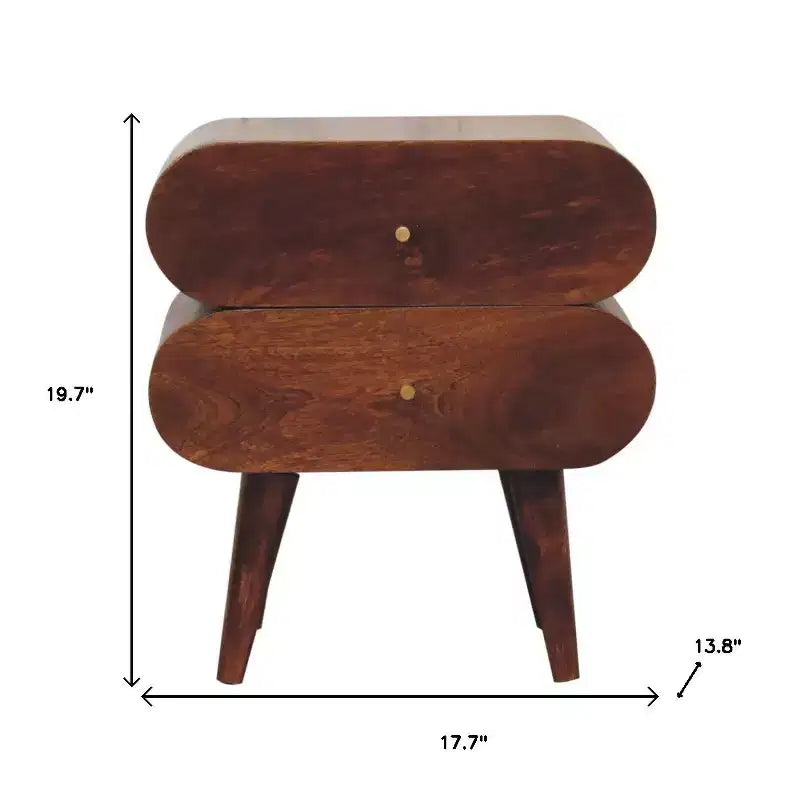 HomeRoots 20 Chestnut Solid Wood Two Drawer Nightstand