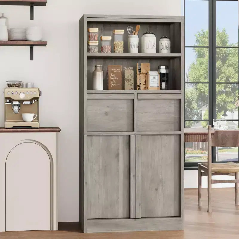 Tall Bathroom Cabinet, Floor Storage Cabinet with Doors & 2 Drawers, 51 H Tall Organizer Cabinet Freestanding for Bathroom, Living Room, Kitchen