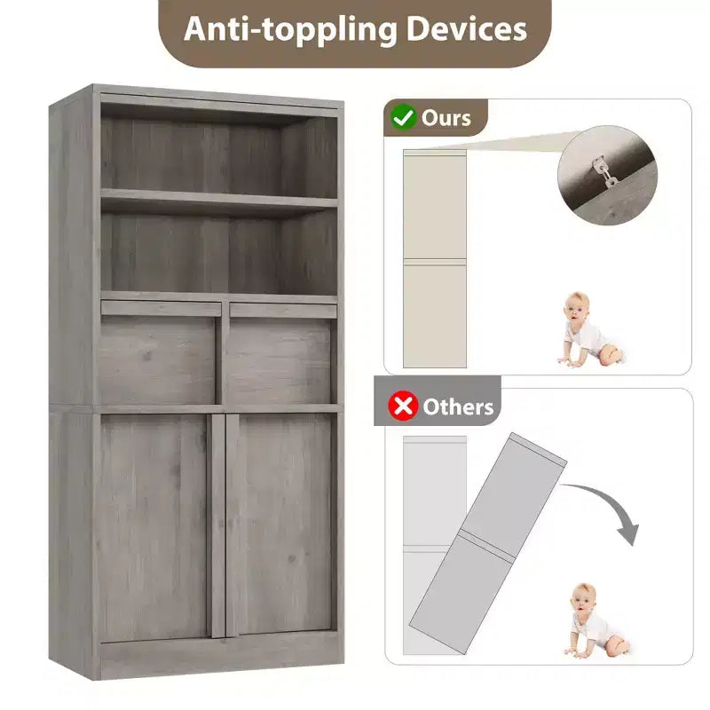 Tall Bathroom Cabinet, Floor Storage Cabinet with Doors & 2 Drawers, 51 H Tall Organizer Cabinet Freestanding for Bathroom, Living Room, Kitchen