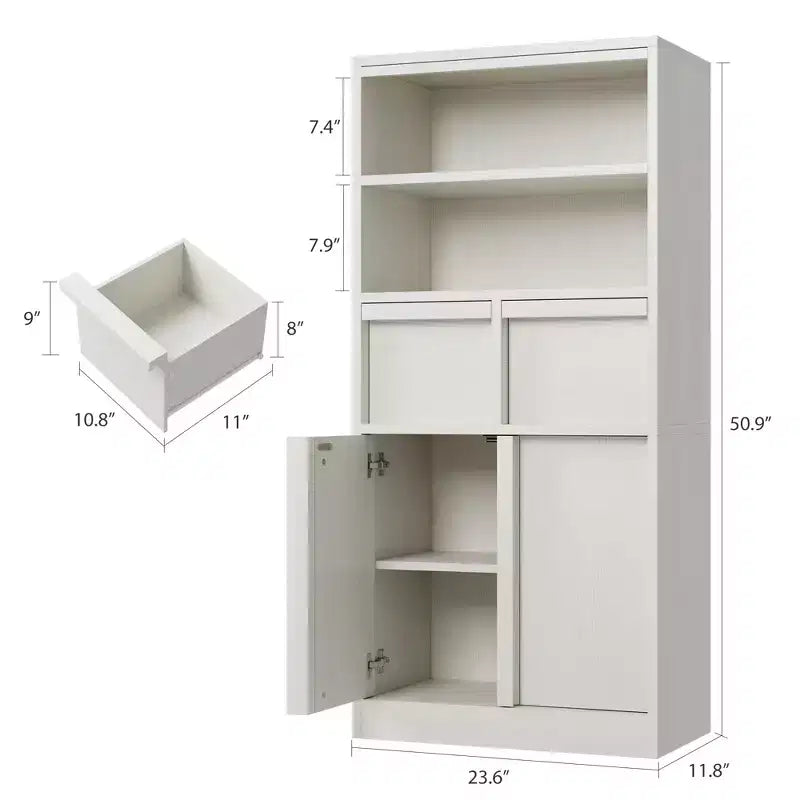 Tall Bathroom Cabinet, Floor Storage Cabinet with Doors & 2 Drawers, 51 H Tall Organizer Cabinet Freestanding for Bathroom, Living Room, Kitchen