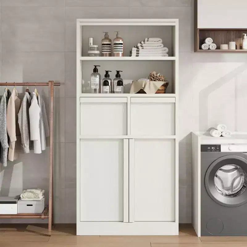 Tall Bathroom Cabinet, Floor Storage Cabinet with Doors & 2 Drawers, 51 H Tall Organizer Cabinet Freestanding for Bathroom, Living Room, Kitchen