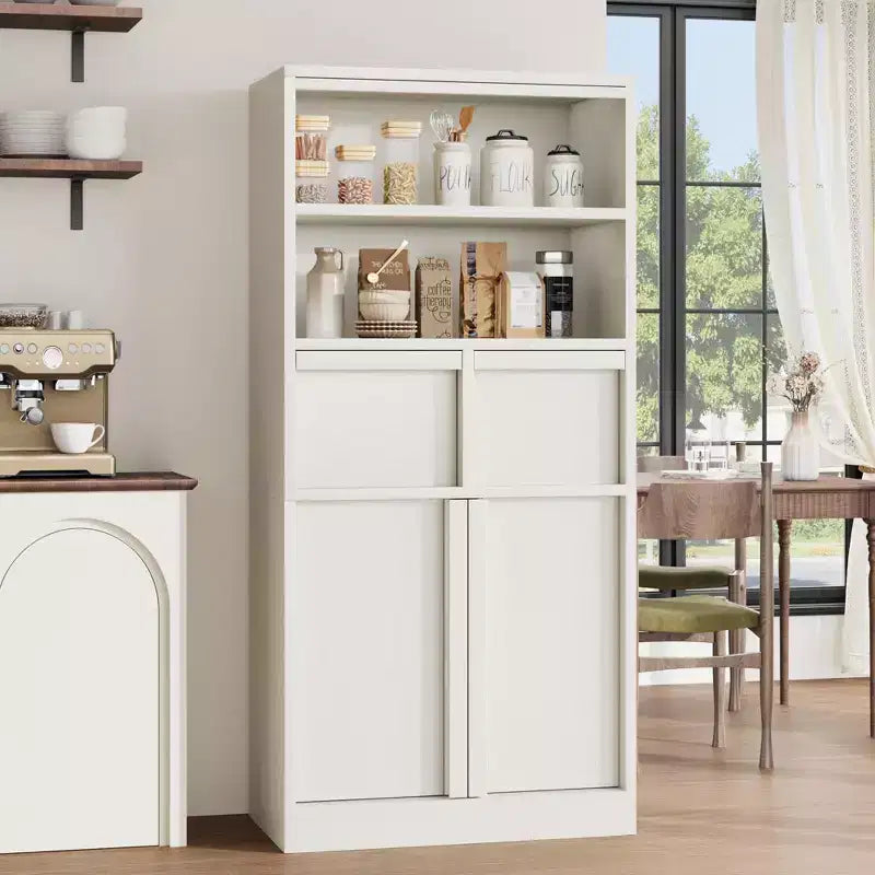 Tall Bathroom Cabinet, Floor Storage Cabinet with Doors & 2 Drawers, 51 H Tall Organizer Cabinet Freestanding for Bathroom, Living Room, Kitchen