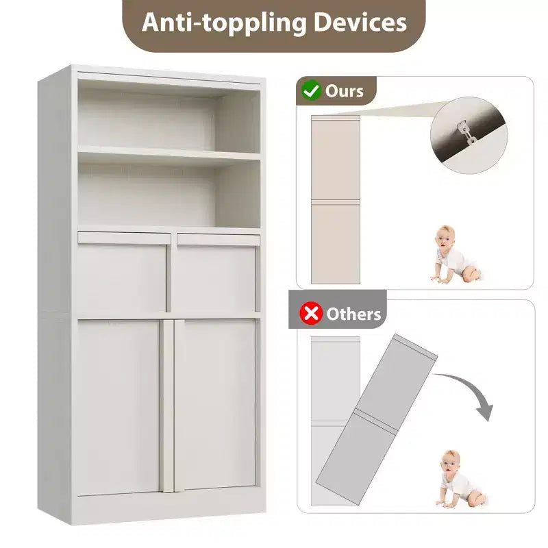 Tall Bathroom Cabinet, Floor Storage Cabinet with Doors & 2 Drawers, 51 H Tall Organizer Cabinet Freestanding for Bathroom, Living Room, Kitchen