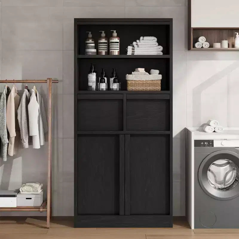 Tall Bathroom Cabinet, Floor Storage Cabinet with Doors & 2 Drawers, 51 H Tall Organizer Cabinet Freestanding for Bathroom, Living Room, Kitchen