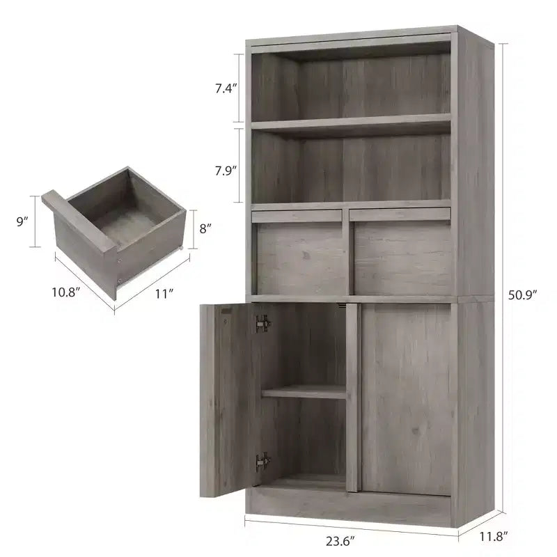 Tall Bathroom Cabinet, Floor Storage Cabinet with Doors & 2 Drawers, 51 H Tall Organizer Cabinet Freestanding for Bathroom, Living Room, Kitchen
