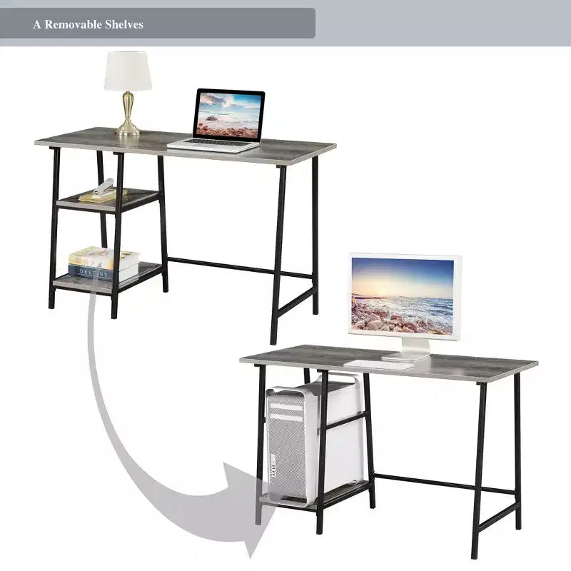 HomeStock 28 in.H Black Color Wood Composite Computer Desks with All Purpose Drawer