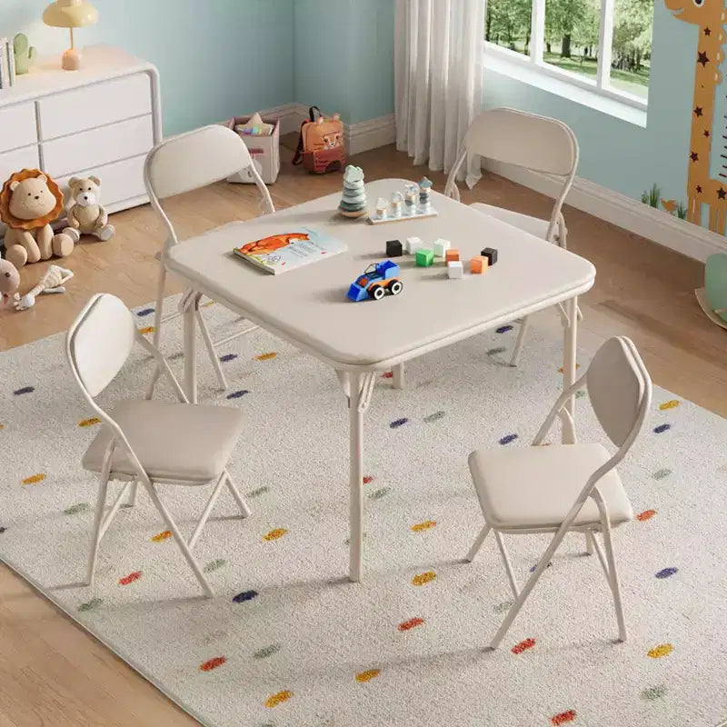 5-Piece Kids Folding Table and Chairs Set, Toddlers Children's Activity Table and Chairs Set for Dining Room, Daycare, Classrooms