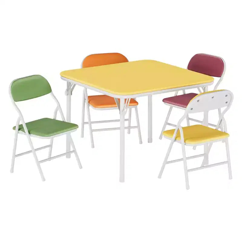 5-Piece Kids Folding Table and Chairs Set, Toddlers Children's Activity Table and Chairs Set for Dining Room, Daycare, Classrooms