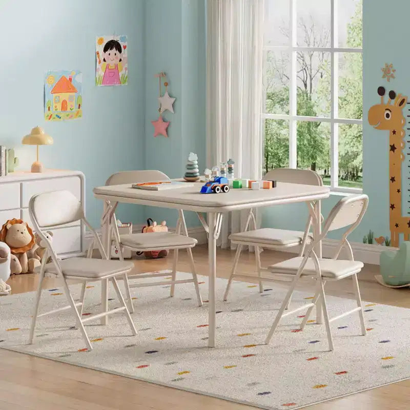 5-Piece Kids Folding Table and Chairs Set, Toddlers Children's Activity Table and Chairs Set for Dining Room, Daycare, Classrooms