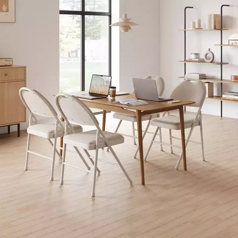 4 Pack Black Folding Chairs,Folding Chairs Set of 4 with Padded Seats, Cotton Linen Fabric Foldable Dining Chairs for Guests Kitchen Office